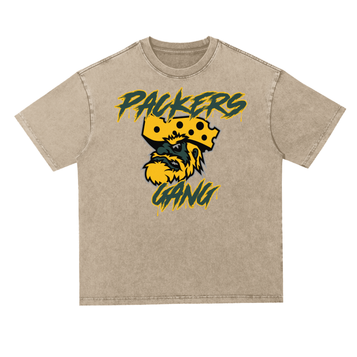 DG " Packers Gang " Heavyweight  Oversize Acid Wash Tee