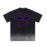 DG " Ravens Gang "(Black) Vintage Washed  Gradient  T-Shirt