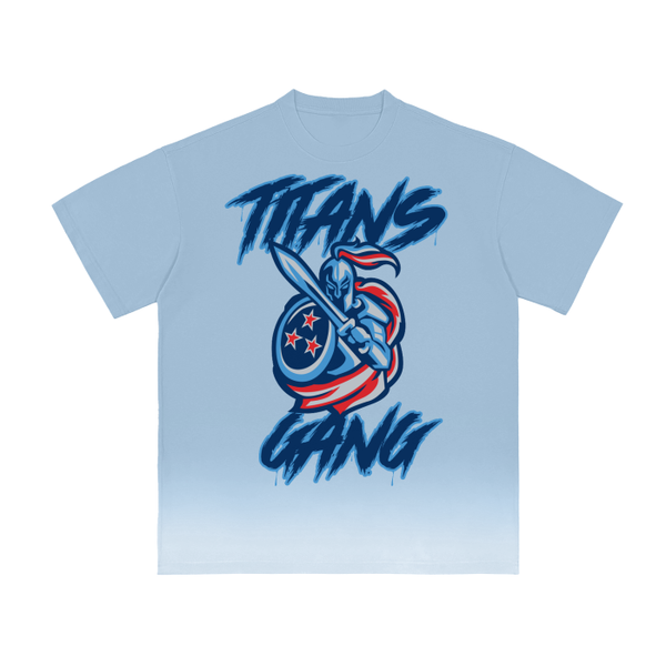 DG "Titans Gang" White Gradient on Blue Vintage Washed T-Shirt