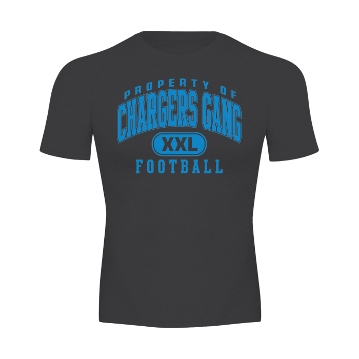 DG " Double XL Chargers Gang " Men's Raglan Sleeve Sports Tee