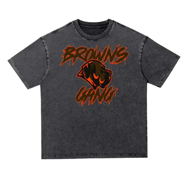 DG " Browns Gang " Heavyweight  Oversize Acid Wash Tee