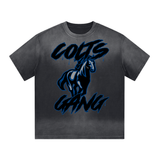 DG " Colts Gang " Vintage Washed Shoulder & Body White Gradient on Aged Frayed T-Shirt