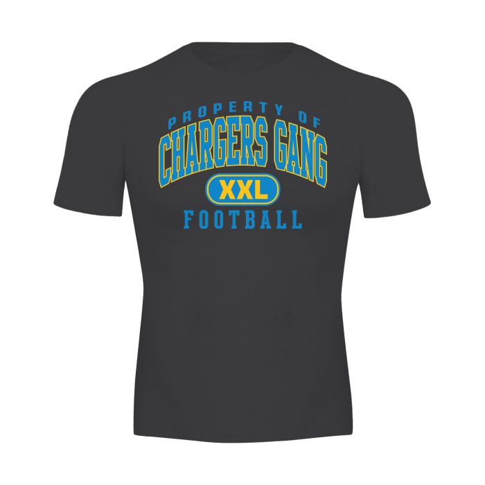 DG " Double XL Chargers Gang " Men's Raglan Sleeve Sports Tee