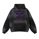 DG " Ravens Gang " Vintage Wash Frayed Fleece HoodieItem Number:R00285Gender:UnisexModel:LooseFabric:52% Cotton, 48% PolyesterFabric Weight:10.6 oz/yd² (360 g/m²)Fabric Thickness:ThickenFabric Strench:Slight stretchCaODMPODDGE MERCHANDISE DG " Ravens Gang " Vintage Wash Frayed Fleece Hoodie