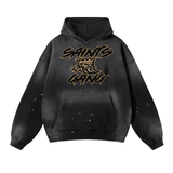 DG " Saints Gang " Vintage Wash Frayed Fleece Hoodie