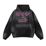 DG " Vikings Gang " Vintage Wash Frayed Fleece Hoodie