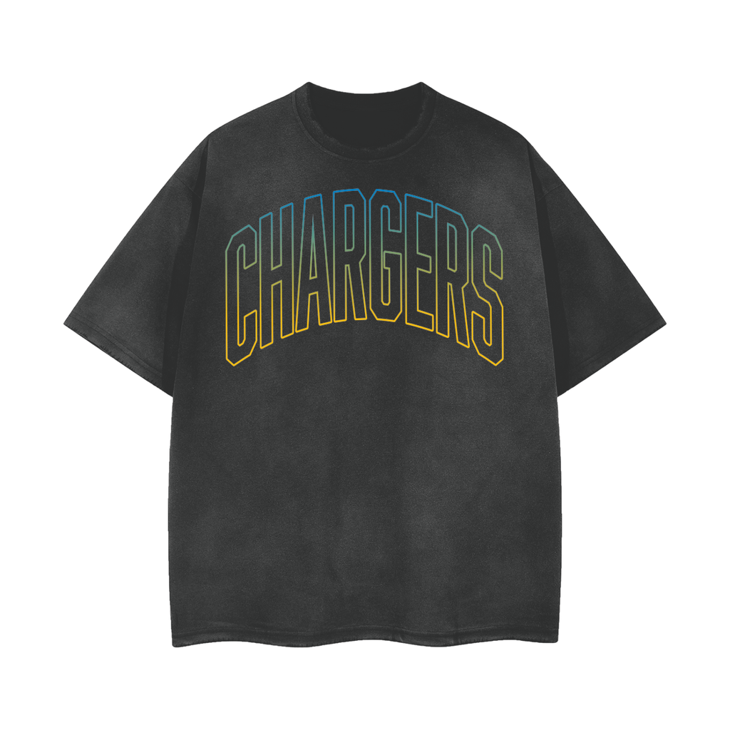 DG " Los Angeles Chargers Transparency " Vintage Wash Frayed T-Shirt - 260 GSM
