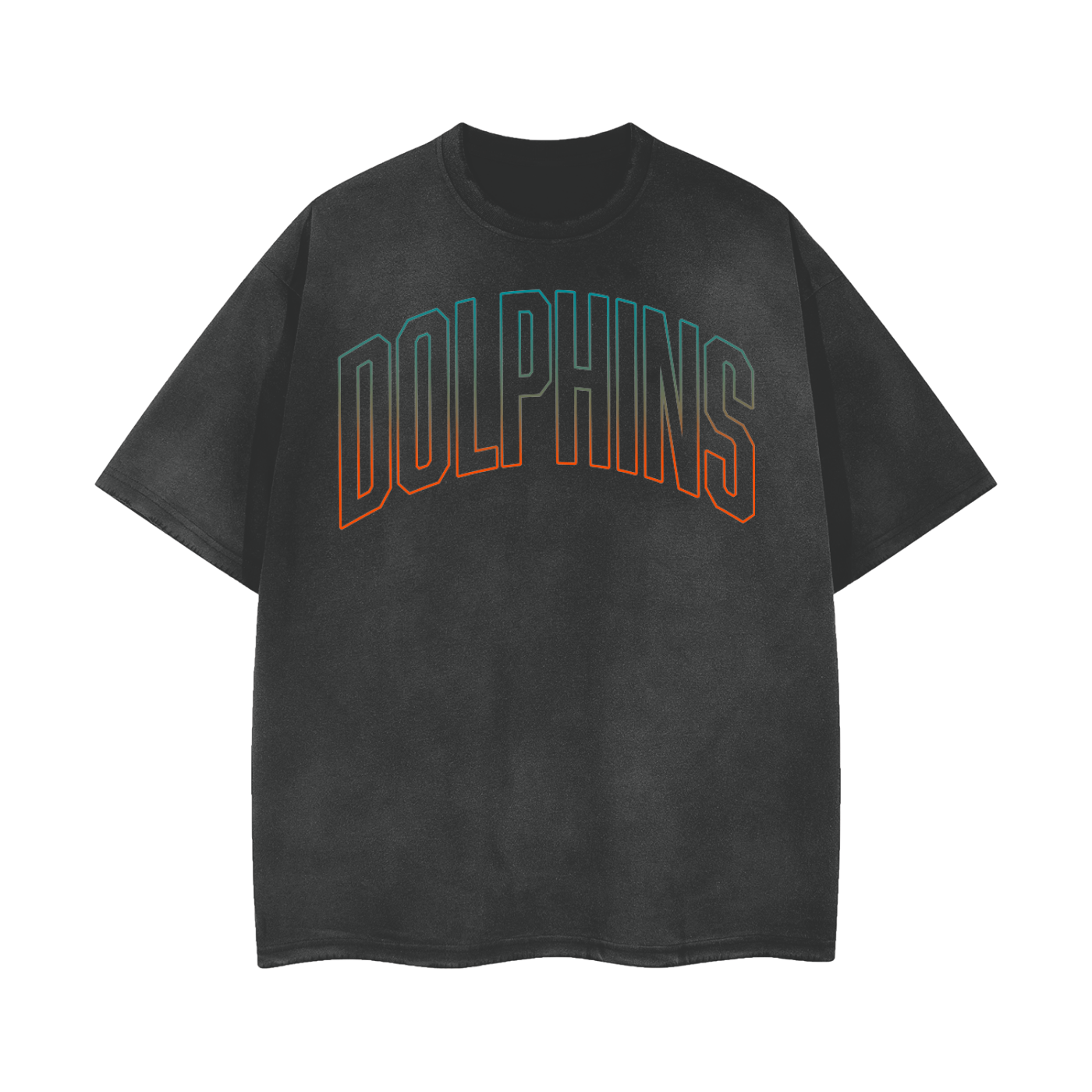 DG " Miami Dolphins Transparency  " Vintage Wash Frayed T-Shirt - 260 GSM