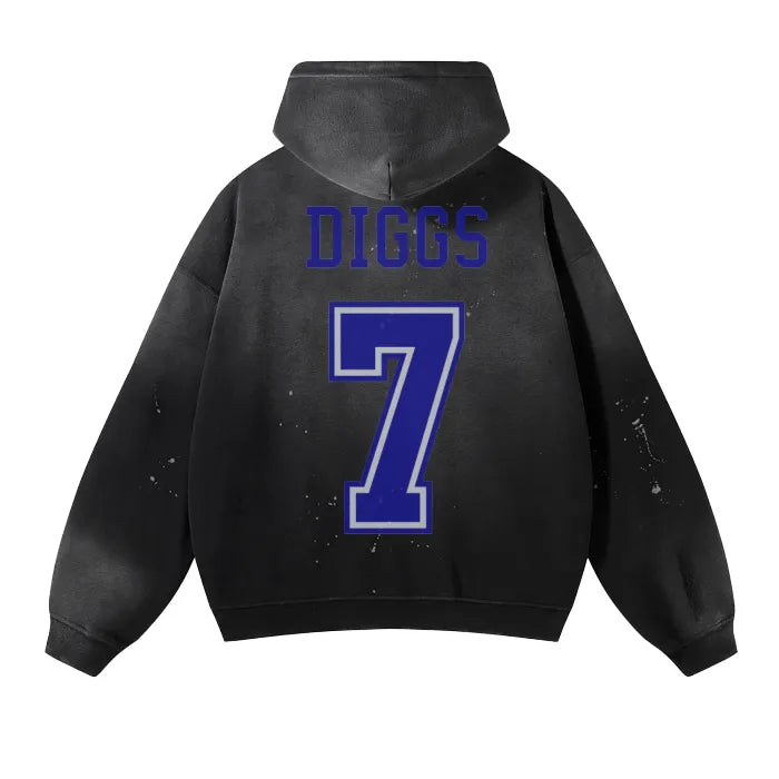 DG " Cowboys Gang " Vintage Wash Frayed Fleece Hoodie