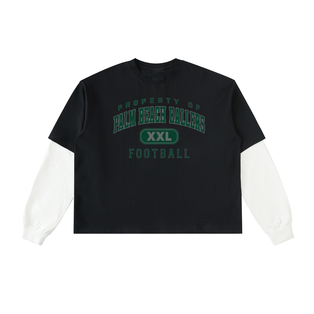 DG " Palm Beach Ballers " Layered Contrast Sleeve Cotton T-Shirt