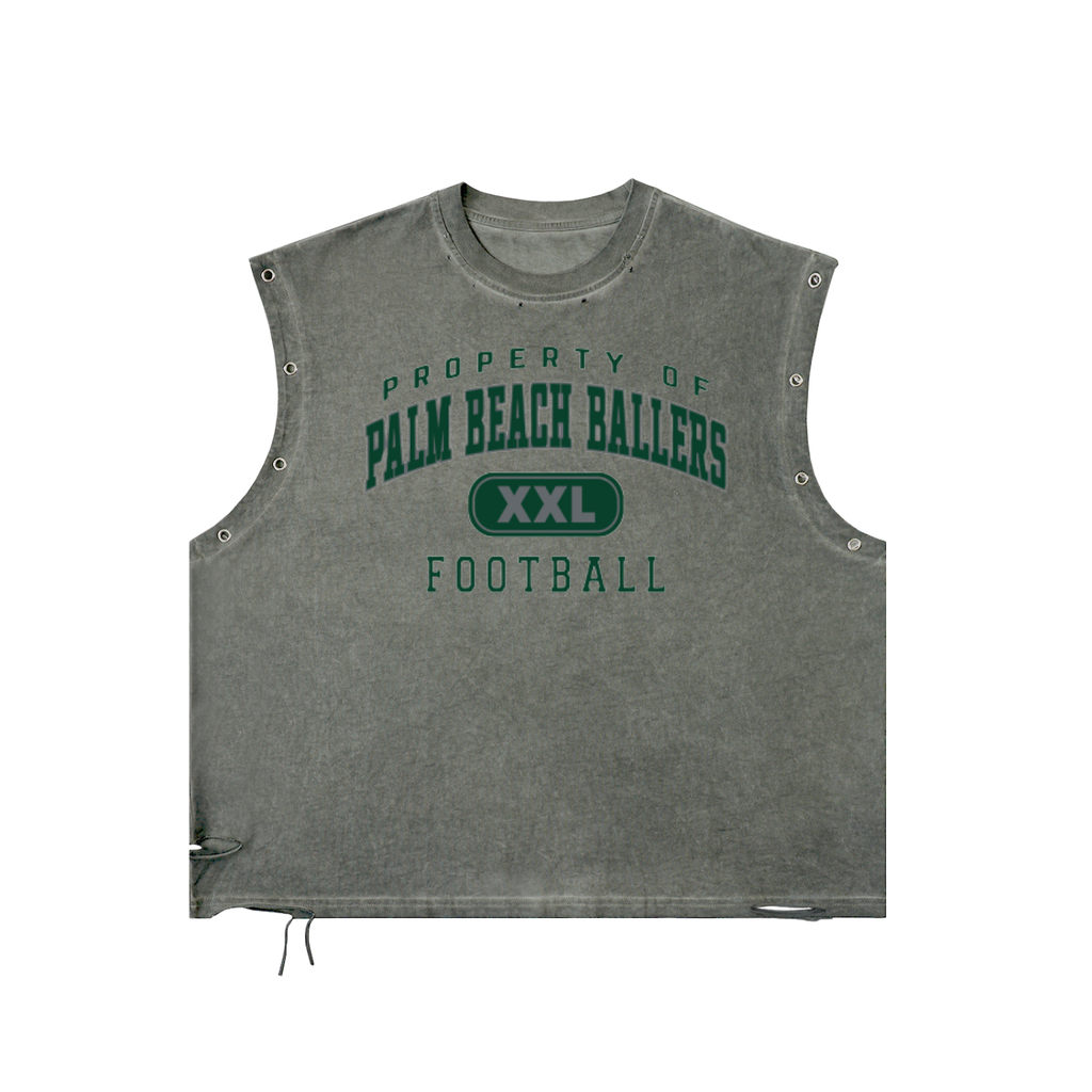 DG " Palm Beach Ballers " Distressed Grommet Eyelet Tank Top