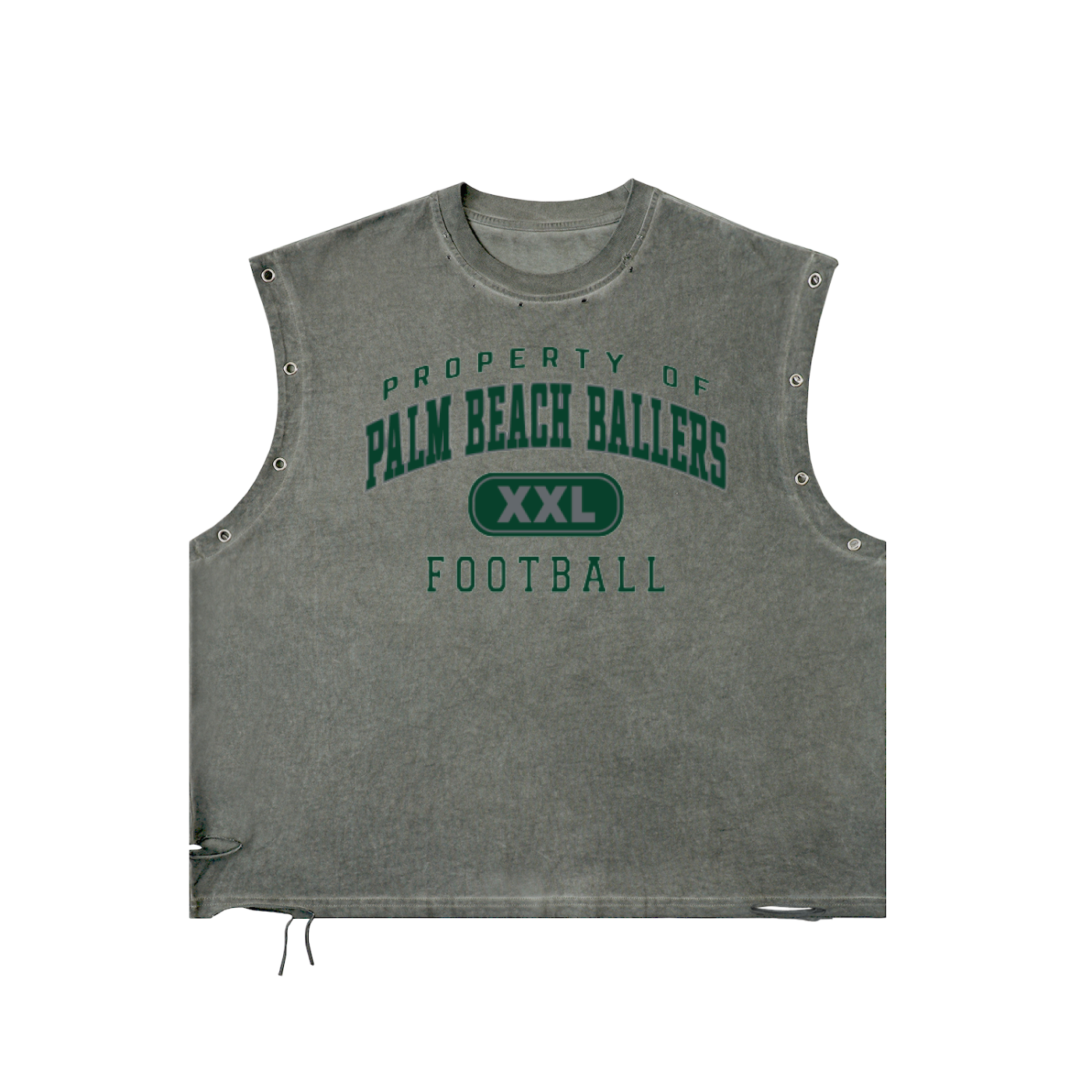 DG " Palm Beach Ballers " Distressed Grommet Eyelet Tank Top