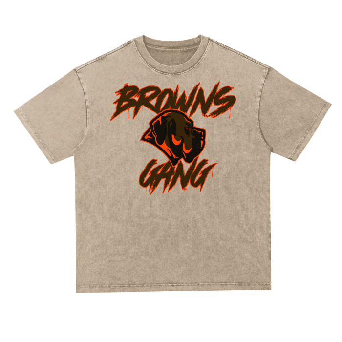 DG " Browns Gang " Heavyweight  Oversize Acid Wash Tee