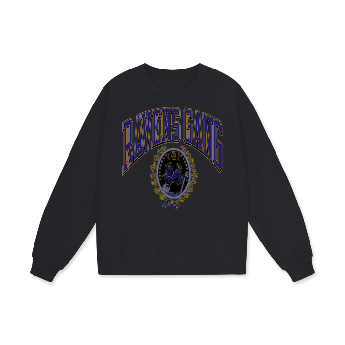 DG " University Ravens Gang " Streetwear Unisex Heavyweight Drop Shoulder Oversized Sweatshirt