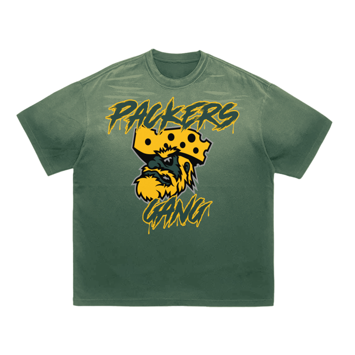 DG " Packers Gang " Vintage Washed Tiger Stripes Dyed Gradient T-Shirt