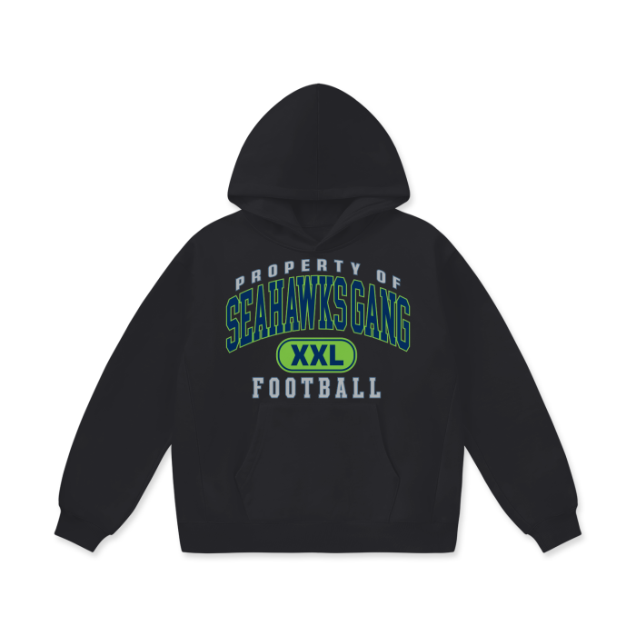 DG " Double XL Seahawks  Gang " Oversize Heavyweight Fleece Hoodie