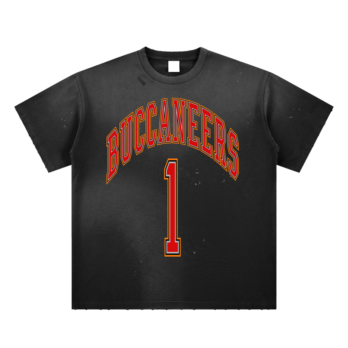 DG " Original Buccaneers " Hand-Frayed Sunfade Paint Splatter T-Shirt