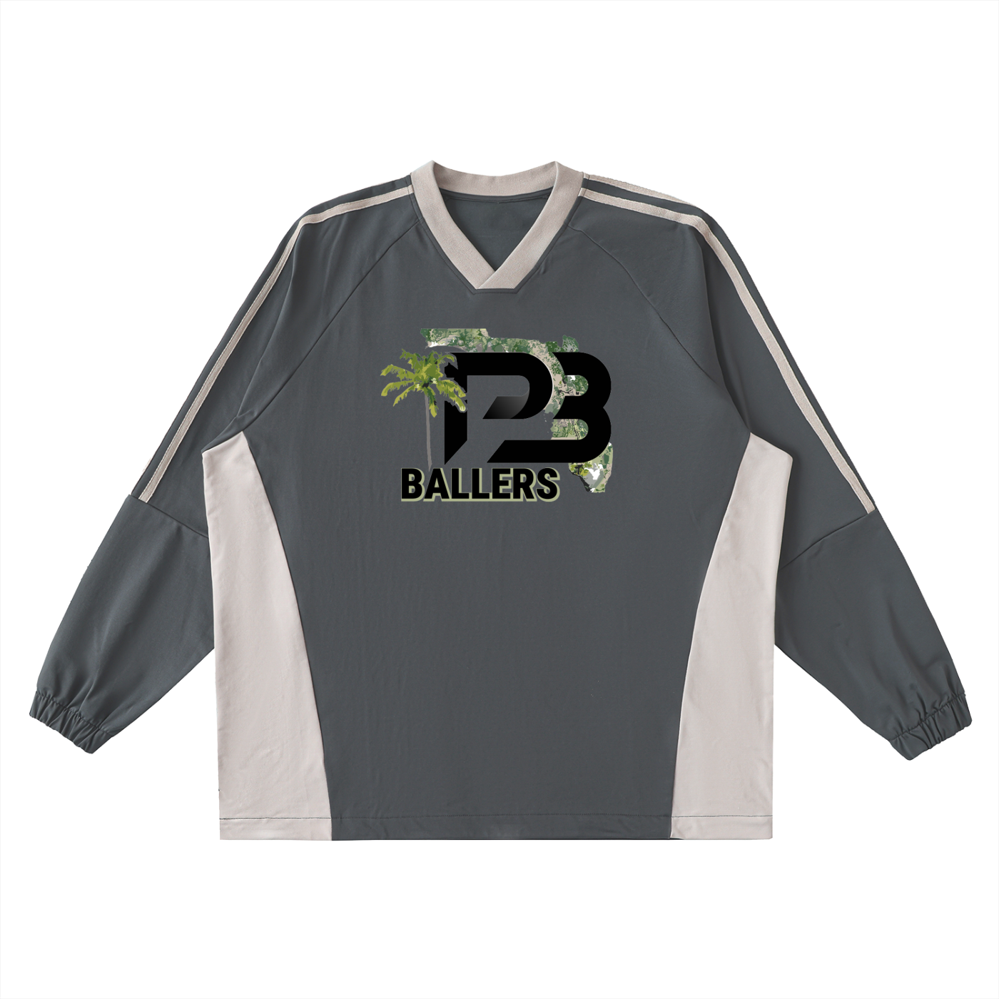 DG " Palm Beach Ballers " Color-Block V-Neck Long-Sleeve T-Shirt