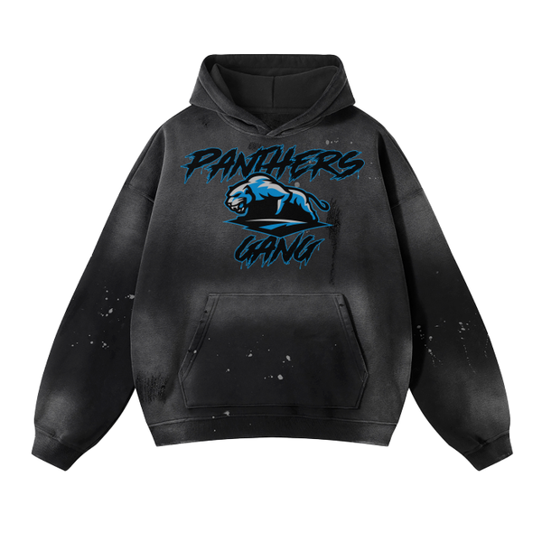 DG " Panthers Gang " Vintage Wash Frayed Fleece Hoodie