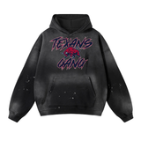 DG " Texans Gang " Vintage Wash Frayed Fleece Hoodie aid-back vibe COZ