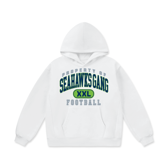 DG " Double XL Seahawks  Gang " Oversize Heavyweight Fleece Hoodie